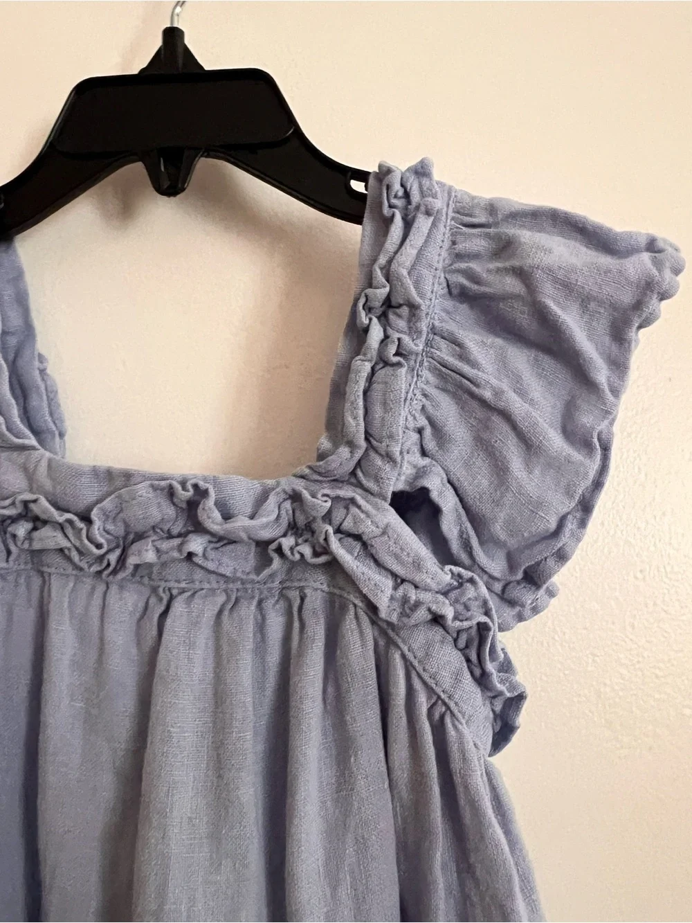 Zara Girls Light Gray Ruffle-Trim Cotton Dress